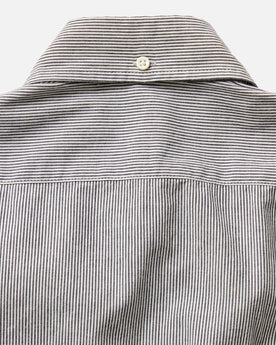 material shot of the back collar on The Jack in Rinsed Indigo Stripe Chambray, Wovens by Taylor Stitch