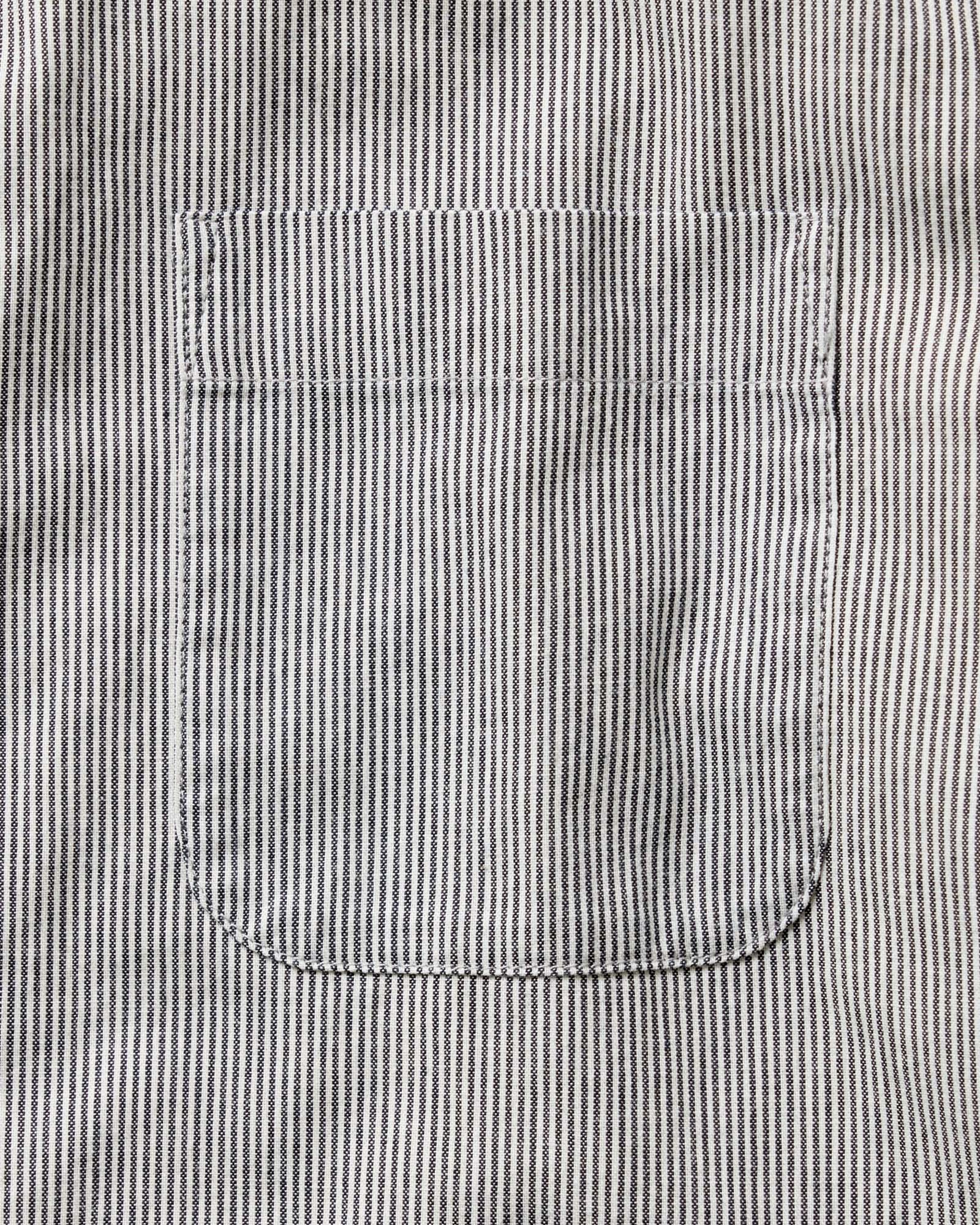 material shot of the pocket on The Jack in Rinsed Indigo Stripe Chambray, Wovens by Taylor Stitch