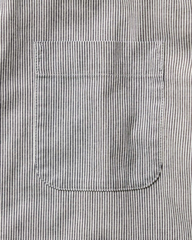material shot of the pocket on The Jack in Rinsed Indigo Stripe Chambray, Wovens by Taylor Stitch