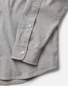 material shot of the sleeve on The Jack in Rinsed Indigo Stripe Chambray, Wovens by Taylor Stitch