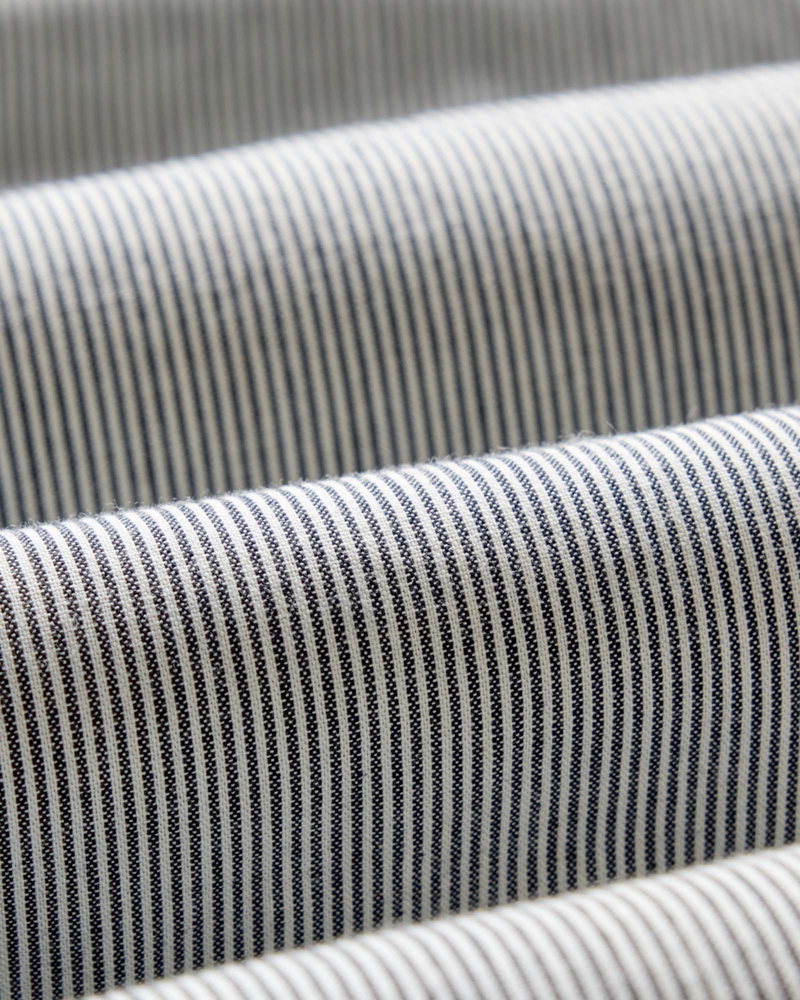 material shot of the fabric on The Jack in Rinsed Indigo Stripe Chambray, Wovens by Taylor Stitch