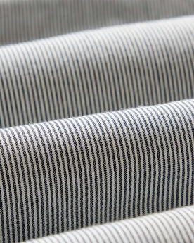 material shot of the fabric on The Jack in Rinsed Indigo Stripe Chambray, Wovens by Taylor Stitch