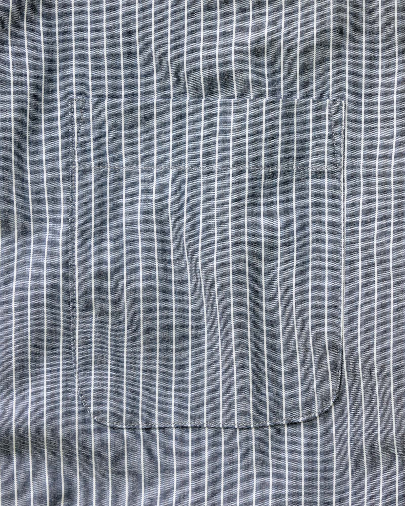 flatlay of The Jack in Rinsed Indigo Stripe, Wovens by Taylor Stitch