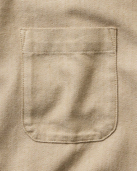 material shot of the pocket on The Jack in Sand Herringbone, Wovens by Taylor Stitch