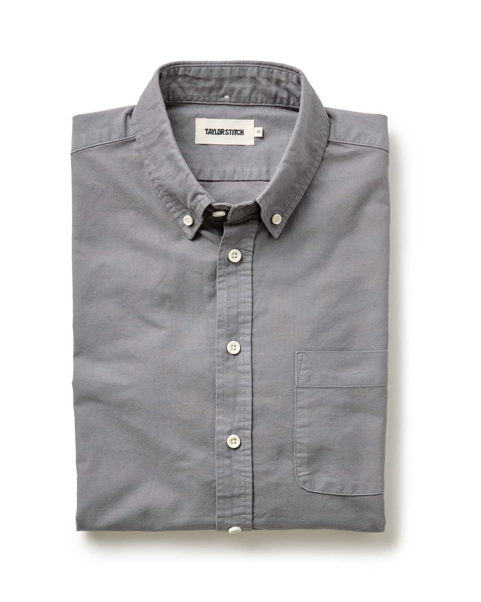 flatlay of The Jack in Smoke Oxford, Wovens by Taylor Stitch