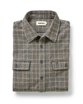 folded flatlay of The Ledge Shirt in Coal Plaid, Wovens by Taylor Stitch