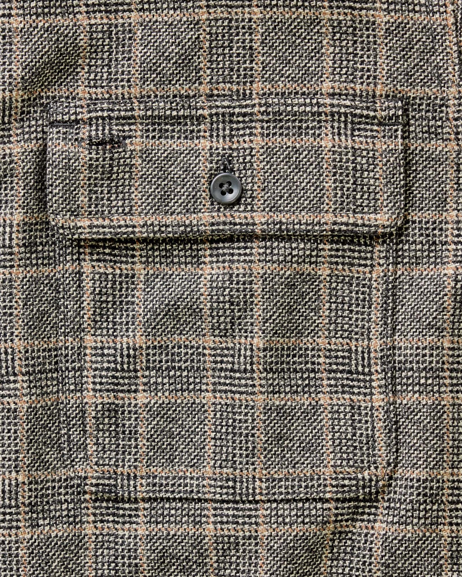material shot of the pocket on The Ledge Shirt in Coal Plaid, Wovens by Taylor Stitch