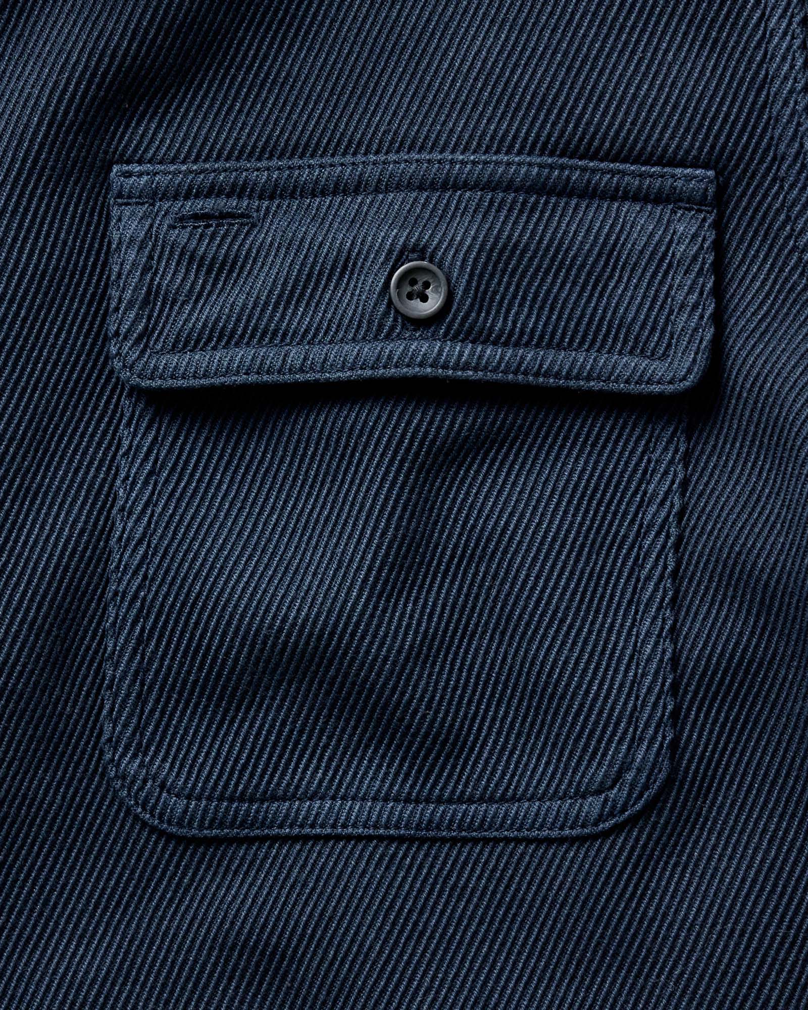 material shot of the pocket on The Ledge Shirt in Dark Navy Twill, Wovens by Taylor Stitch