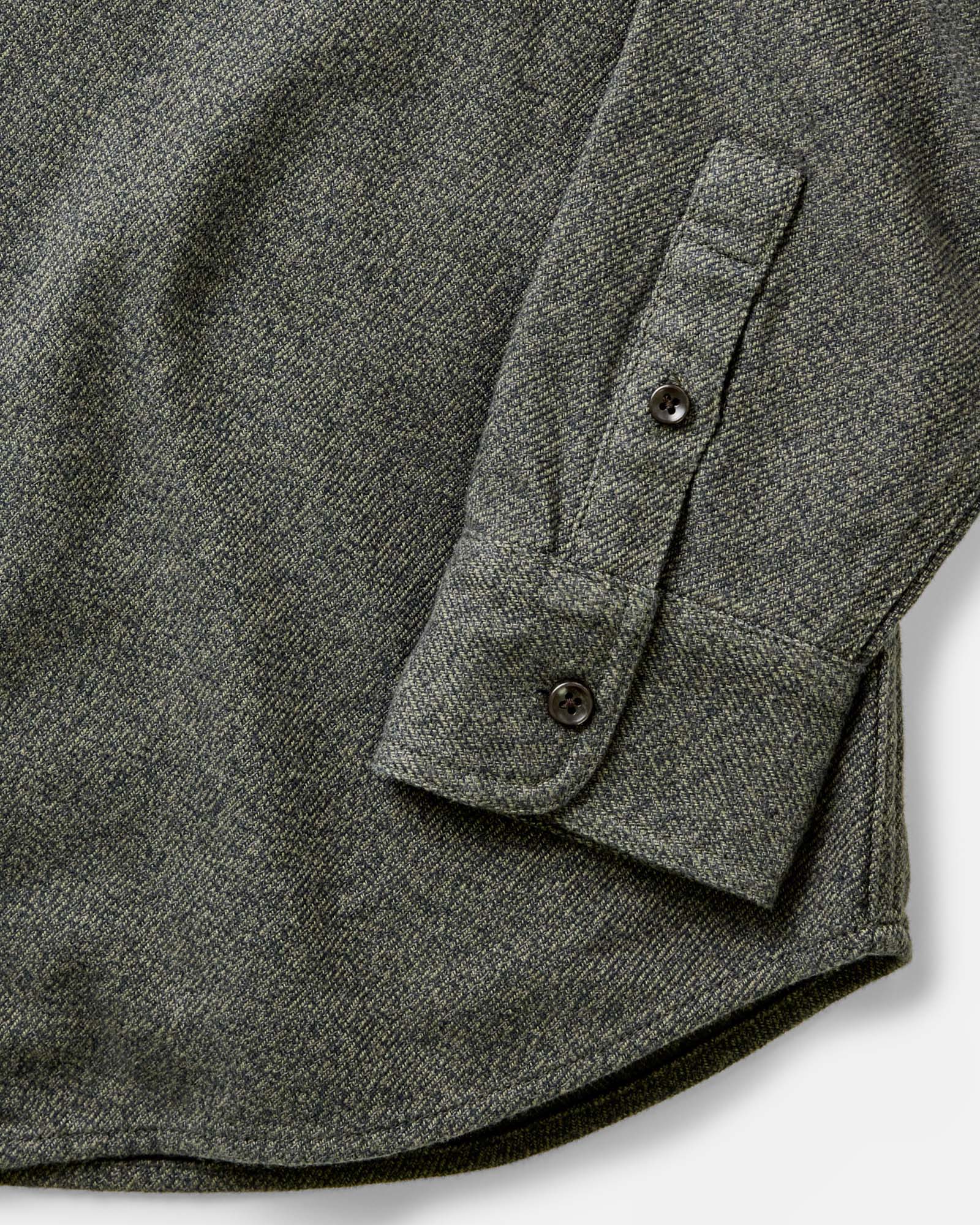 material shot of the sleeve on The Ledge Shirt in Pine Twist, Wovens by Taylor Stitch