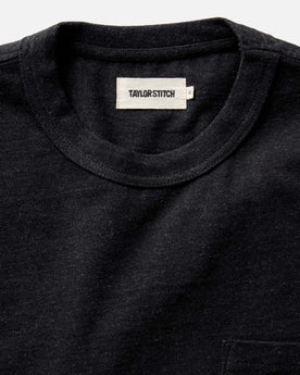material shot of the collar on The Long Sleeve Shop Tee in Coal Twist, Knits by Taylor Stitch