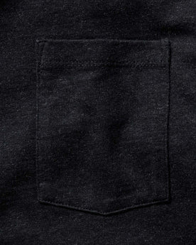 material shot of the pocket on The Long Sleeve Shop Tee in Coal Twist, Knits by Taylor Stitch
