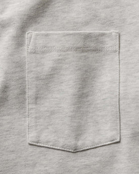 material shot of the pocket on The Long Sleeve Shop Tee in Oat Twist, Knits by Taylor Stitch