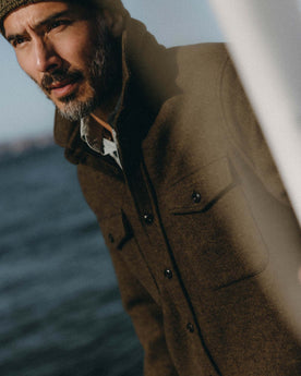 fit model showing off The Maritime Shirt Jacket in Ranger Twill Wool, Outerwear by Taylor Stitch
