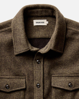 material shot of the collar on The Maritime Shirt Jacket in Ranger Twill Wool, Outerwear by Taylor Stitch