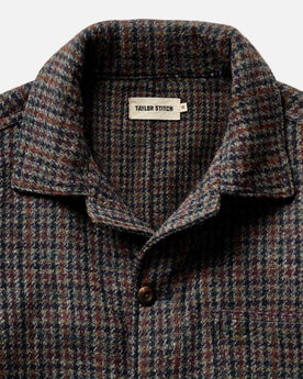 material shot of the collar on The Ojai Jacket in Marsh Guncheck Harris Tweed Wool, Outerwear by Taylor Stitch