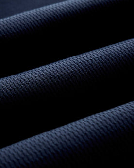 Seed-stitch waffle texture detail of The Organic Cotton Crew in Dark Navy Waffle, Knits by Taylor Stitch