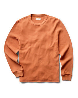 flatlay of The Organic Cotton Crew in Summit Orange Waffle, Knits by Taylor Stitch