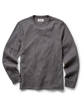flatlay of The Organic Cotton Long Sleeve Tee in Faded Black, Knits by Taylor Stitch