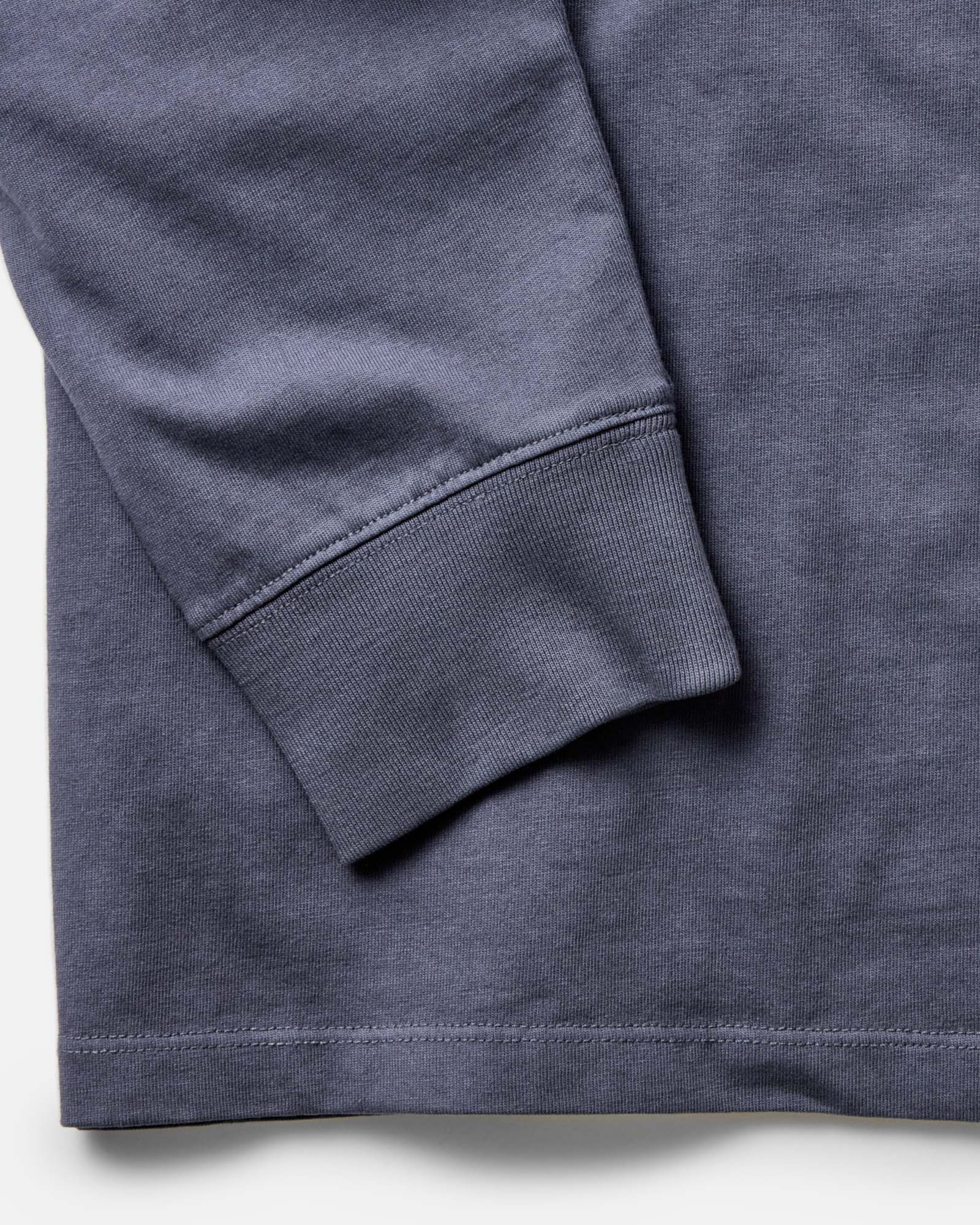 material shot of the seelve on The Organic Cotton Long Sleeve Tee in Navy, Knits by Taylor Stitch