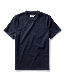 flatlay of The Organic Cotton Shop Tee in Navy Twist, Knits by Taylor Stitch