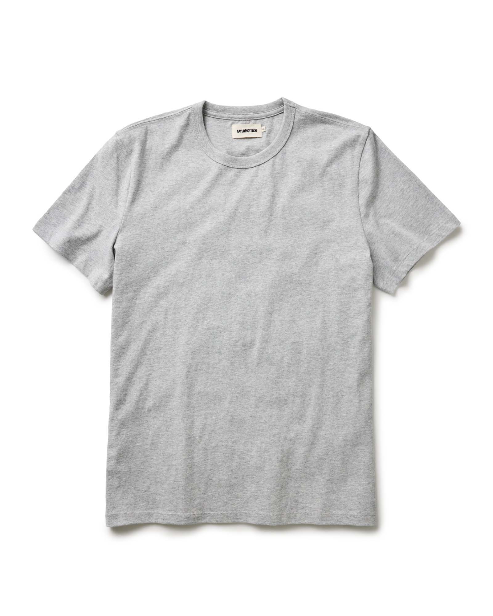 flatlay of The Organic Cotton Tee in Heather Grey, Knits by Taylor Stitch