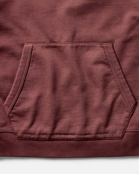 material shot of the pockets on The Shop Hoodie in Dried Cherry, Knits by Taylor Stitch