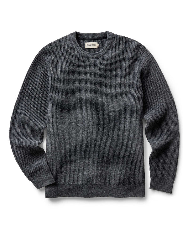 flatlay of The Sidecountry Crew in Heather Graphite Merino Waffle