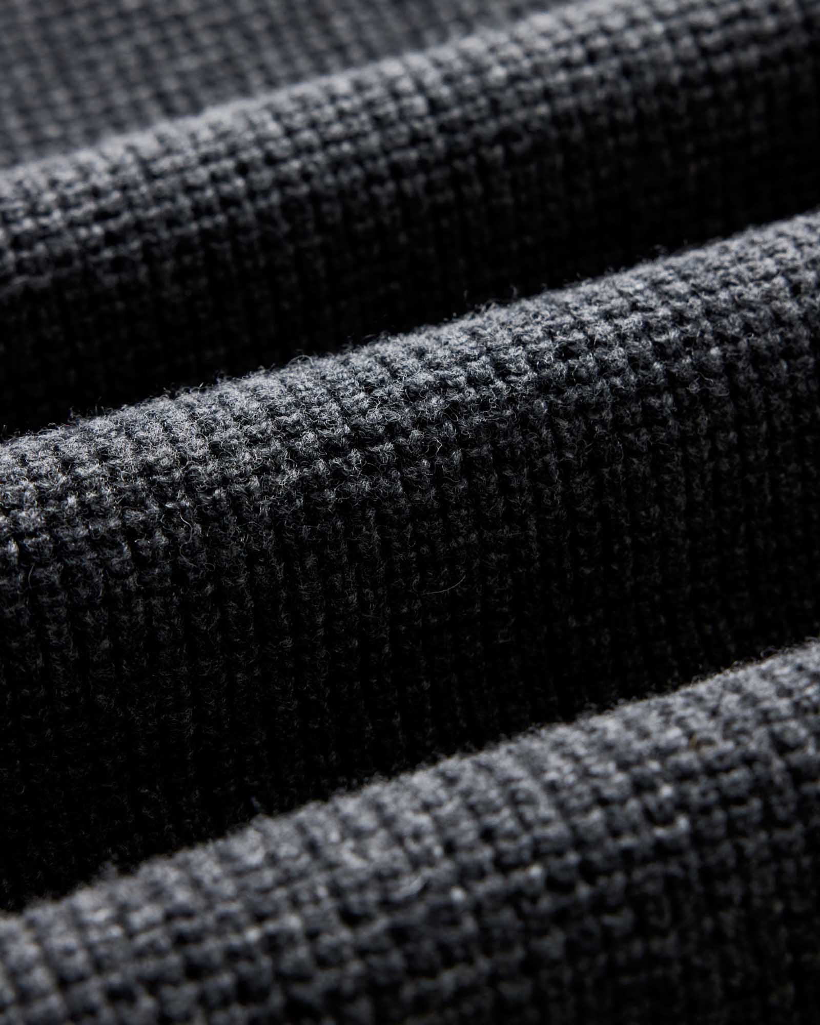 material shot of the fabric on The Sidecountry Crew in Heather Graphite Merino Waffle, Knits by Taylor Stitch