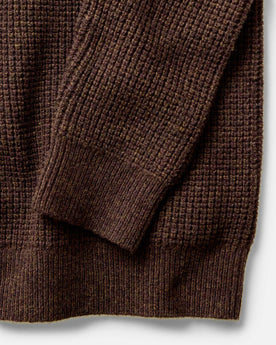 material shot of the sleeve on The Sidecountry Crew in Heather Marsh Merino Waffle, Knits by Taylor Stitch