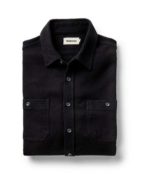 folded flatlay of The Utility Shirt in Black Indigo Sashiko, Wovens by Taylor Stitch