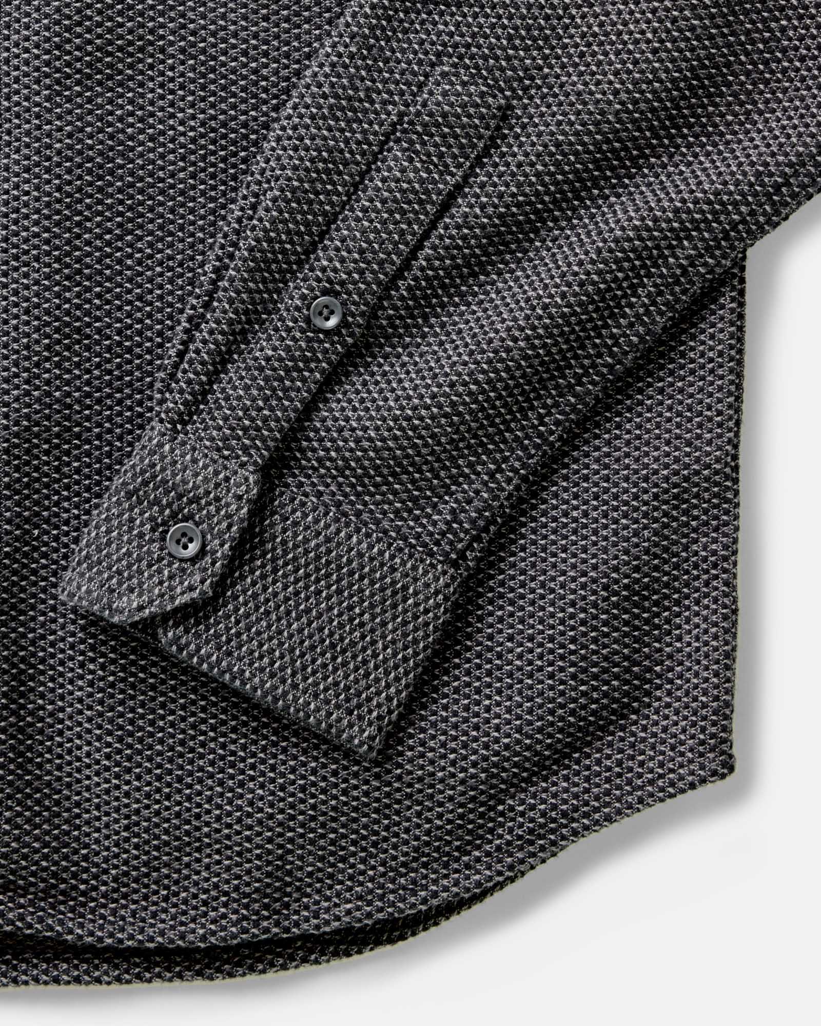 material shot of the sleeve on The Utility Shirt in Charcoal Sashiko, Wovens by Taylor Stitch