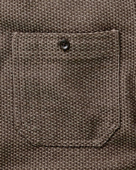 material shot of the pocket on The Utility Shirt in Mulch Sashiko, Wovens by Taylor Stitch