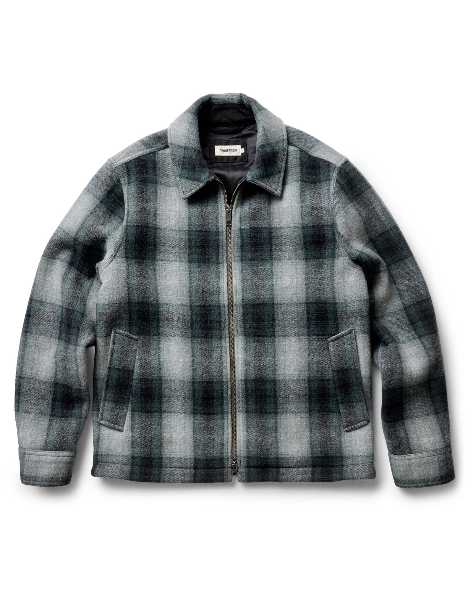 flatlay of The Waterfront Jacket in Evergreen Plaid Wool, Outerwear by Taylor Stitch
