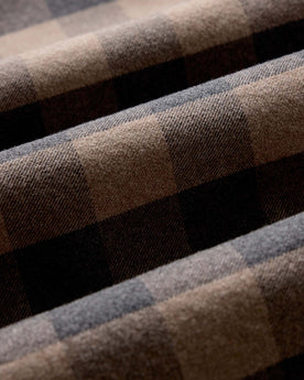 material shot of the fabric on The Yosemite Shirt in Heather Sable Buffalo Check, Wovens by Taylor Stitch