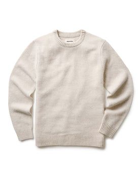 flatlay of The Eastmoor Sweater in Heather Ivory Wool, Knits by Taylor Stitch