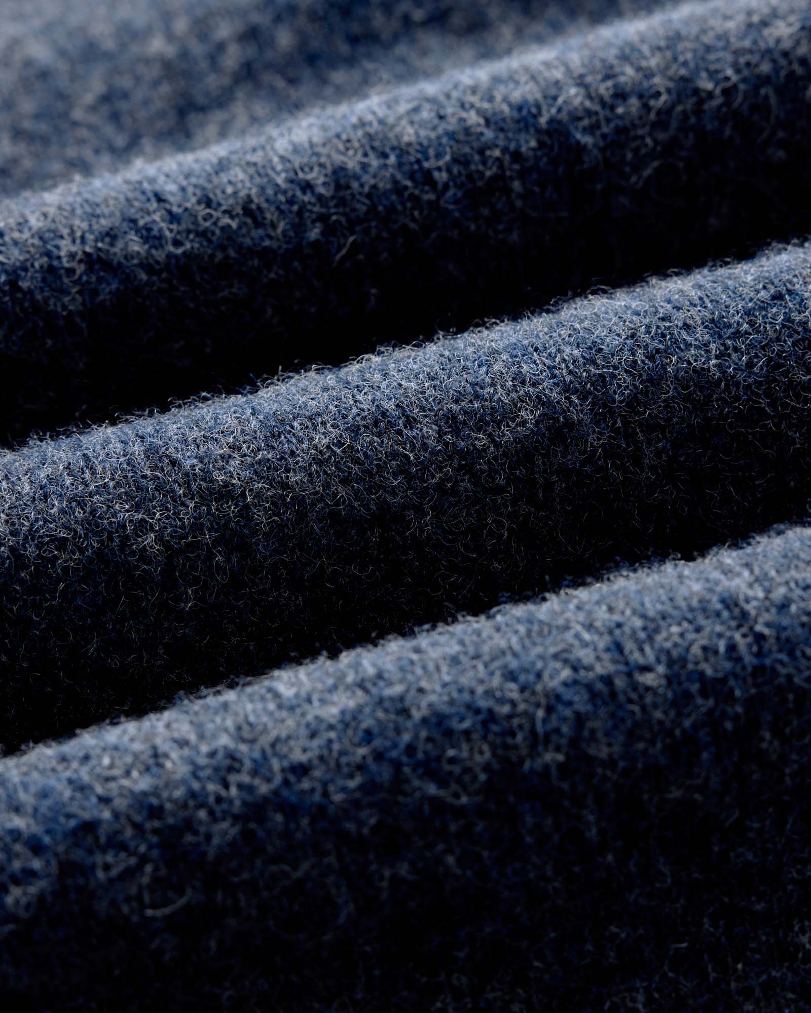 material shot of the fabric on The Eastmoor Sweater in Heather Night Wool, Knits by Taylor Stitch