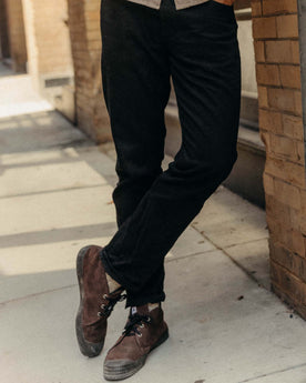 fit model cuffing The Slim Jean in Rigid Black Organic Selvedge, Bottoms by Taylor Stitch