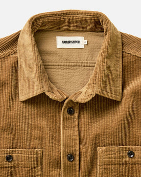 material shot of the collar on The Utility Shirt in Bourbon Corduroy, Wovens by Taylor Stitch