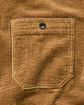 material shot of the pocket on The Utility Shirt in Bourbon Corduroy, Wovens by Taylor Stitch