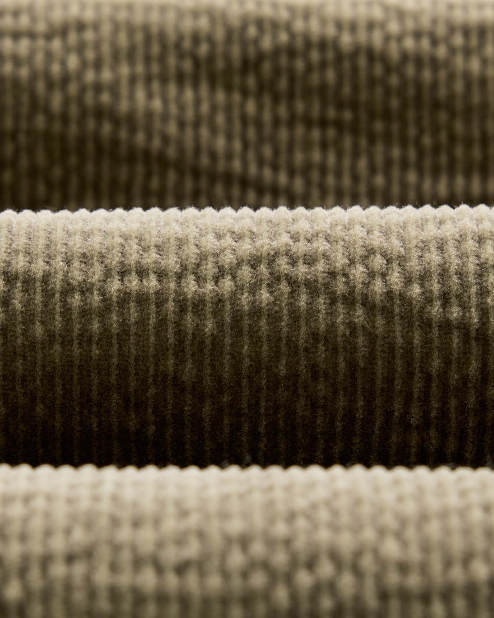 material shot of the fabric on The Utility Shirt in Fatigue Olive Corduroy, Wovens by Taylor Stitch