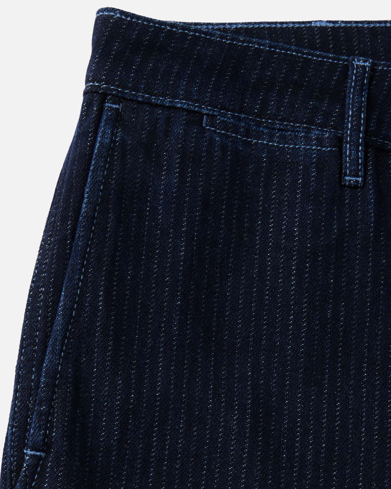 material shot of the pocket on The Camden Pant in Rinsed Indigo Roped Denim, Bottoms by Taylor Stitch