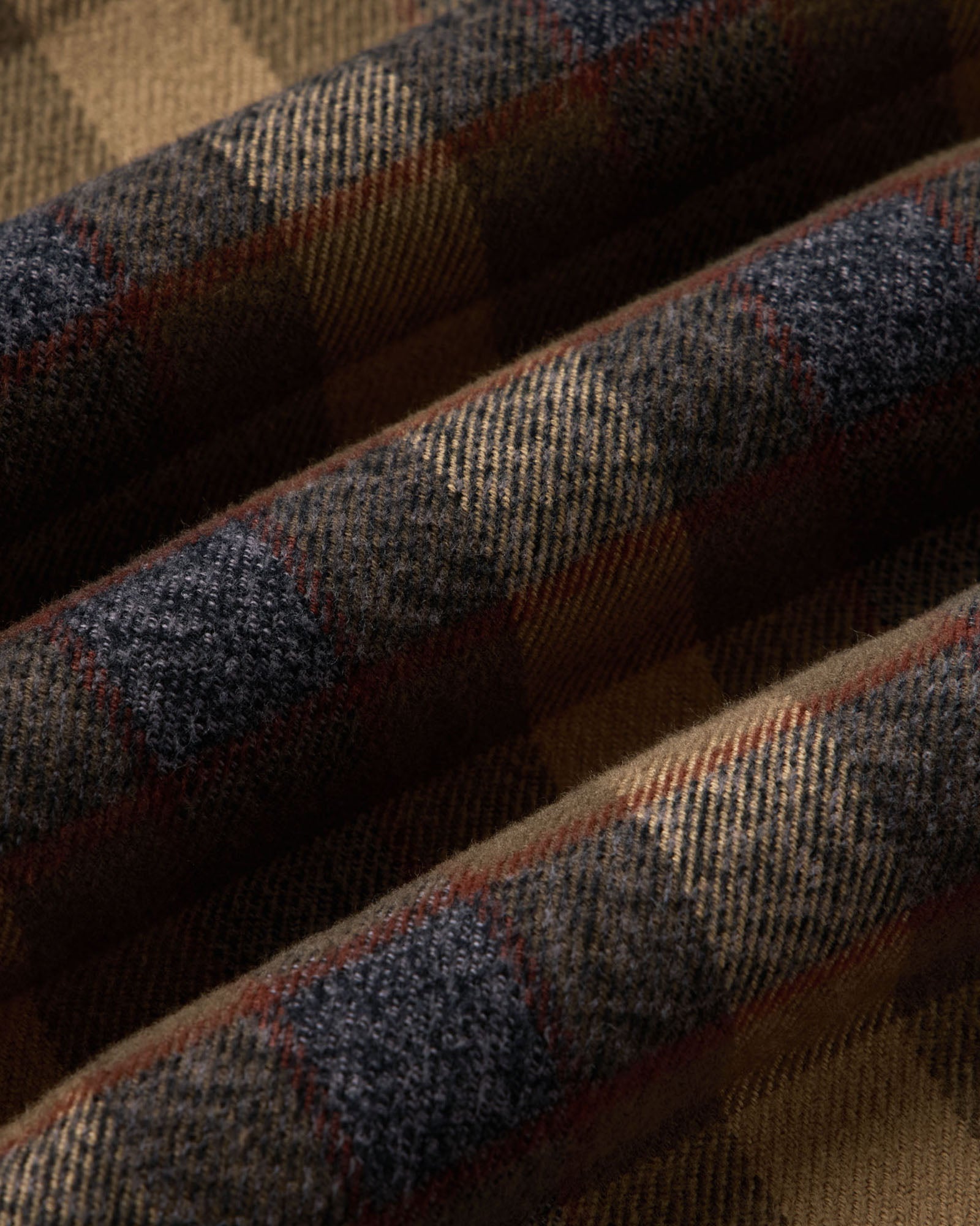 material shot of the fabric on The Yosemite Shirt in Buckeye Plaid, Wovens by Taylor Stitch