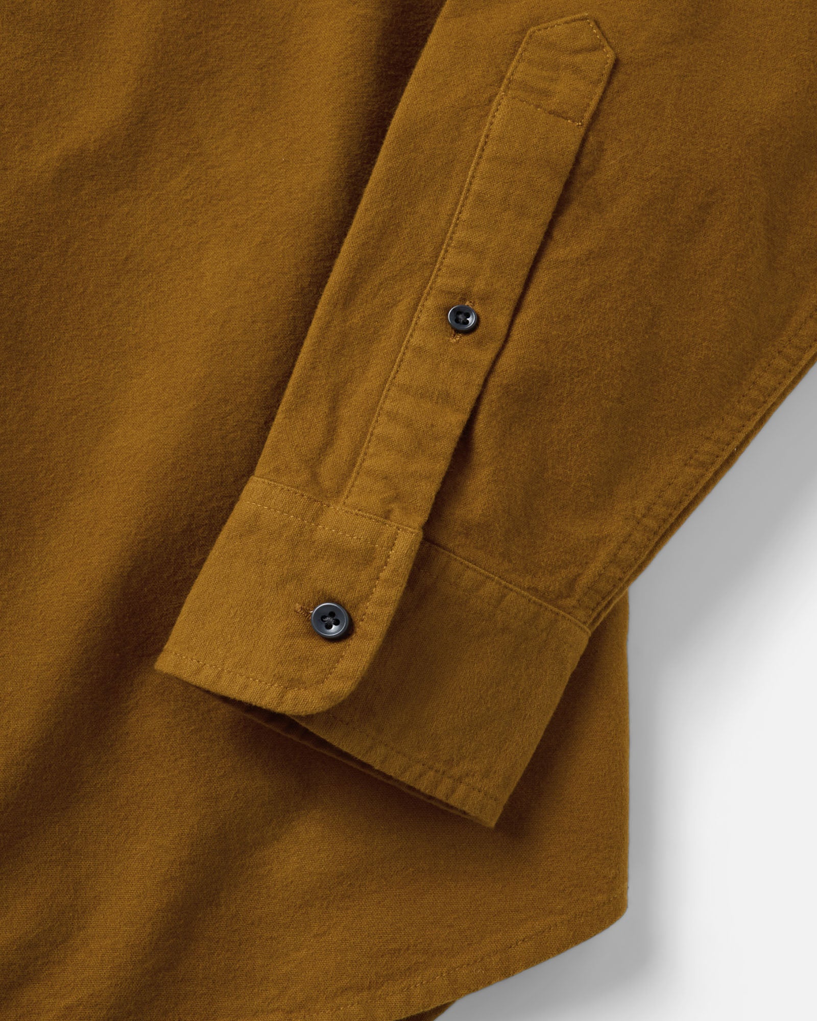 material shot of the sleeve on The Yosemite Shirt in Saffron, Wovens by Taylor Stitch