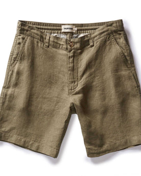 flatlay of The Easy Short in Olive Linen, Bottoms by Taylor Stitch