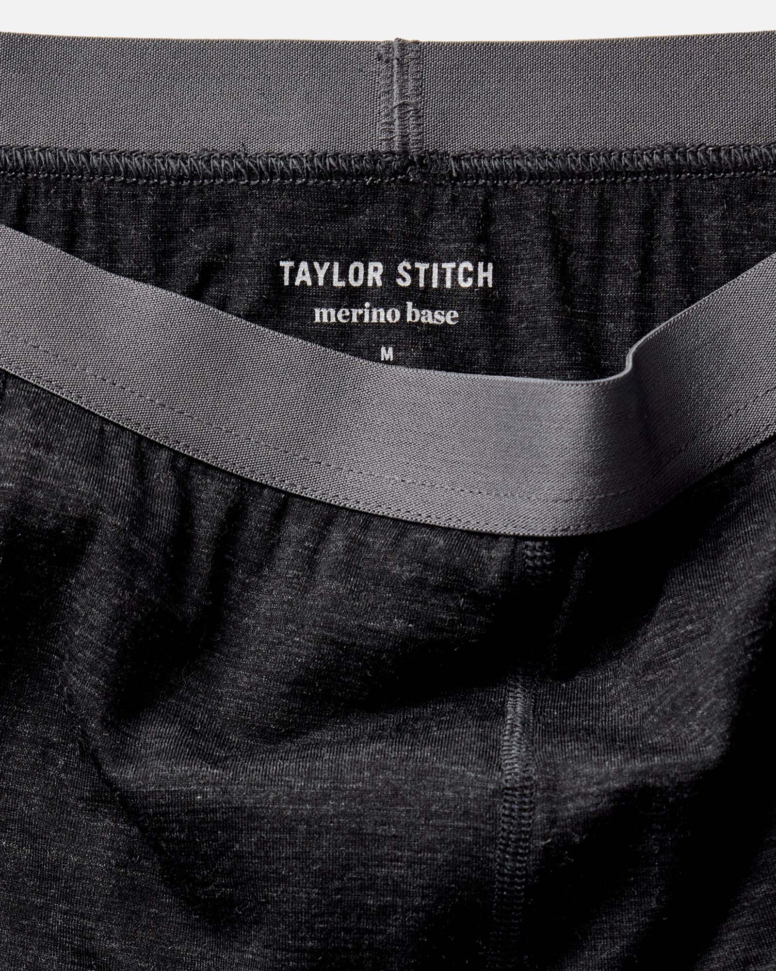 material shot of the front detail on The Merino Boxer in Heather Black, Accessories by Taylor Stitch