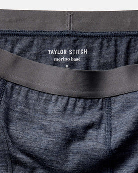material shot of the waistband on The Merino Boxer in Heather Navy, Accessories by Taylor Stitch