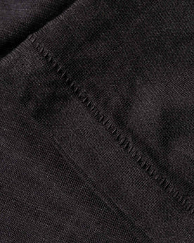 material shot of the sleeves on The Cotton Hemp Tee in Charcoal, Knits by Taylor Stitch