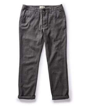 flatlay of The Carnegie Pant in Granite Herringbone, shown in full, Bottoms by Taylor Stitch