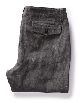 flatlay of The Carnegie Pant in Granite Herringbone, from the back, Bottoms by Taylor Stitch