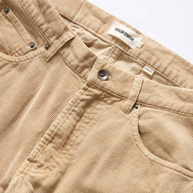 material shot of the button fly on The Democratic All Day Pant in Light Khaki Cord